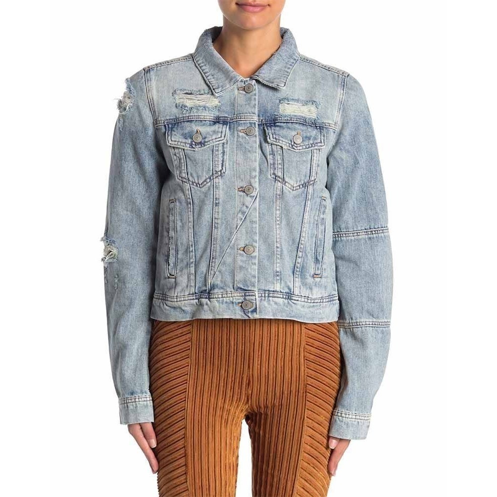 029- Free People Distressed Denim Jacket